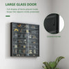 Black 7-Tier Wall-Mounted Display Cabinet, 6 Adjustable Shelves, Glass Doors