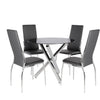 Chrome Cross X Legs Round Black Top Glass Dining Table Office Kitchen Furniture