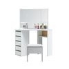 Corner Dressing Table Stool Vanity Set White Makeup Dresser Mirror 5 Drawers NEW