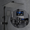 Exposed Shower Taps Mixer Valve Black Bathroom Square Twin Head Bar Shower Set