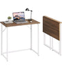 Folding Desk Foldable Small Computer Desk Writing Table Easy Assembly, Brown