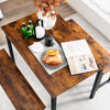 3 PCS Dining Table Set Dining Table & 2 Benches Kitchen Space-Saving Furniture