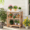 Outdoor Garden Potting Bench Table Acacia Wood Planting Workstation