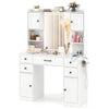Makeup Vanity Desk with Lighted Mirror and Charging Station-White