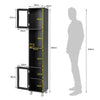 Bathroom Tall Cabinet Slim Freestanding Storage Organizer Cupboard 2 Glass Doors