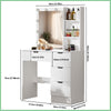 Modern 4 Drawers Dresser Table with 10 LED Bulbs Makeup Mirror Vanity Desk