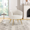 White Living Room Modern Accent Teddy Velvet Single Sofa Upholstered Armchair