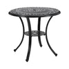 90cm Round Garden Dining Table Only with Parasol Hole Cast Aluminium White/Black