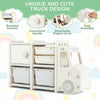Kids Toy Storage Organizer Truck-shaped Toddler Storage Cabinet w/2 Bins