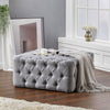 Large Upholstered Chesterfield Footstool Soft Pouffe Fabric Footrest Seat Bench