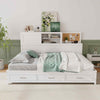 Double Size Daybed Wooden Sofa Bed Frame w/ Storage Shelves & 3 Drawers