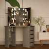 Corner Dressing Table with LED Lights Vanity Makeup Desk with Mirror & 5 Drawers