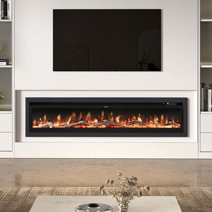 Modern 70 inch Insert/ Wall Mounted LED Fireplace Electric Inset Fire 9 Color UK