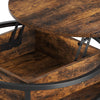 Lift Top Round Coffee Table with Storage Compartment, Living Room, Brown