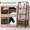 Home Office Versatile Bookcase Ladder Bookshelf-Brown