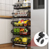2/3/4/6 Tier Fruit Trolly Basket Rack Kitchen Storage Vegetable cart With Wheels