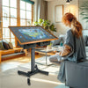 Rolling Wooden Jigsaw Puzzle Table Board Easel Tilting Table Storage with Legs