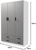 Wardrobe 180cm Tall Hanging Rail Shelf Storage Drawers White Grey Wood Unit Home