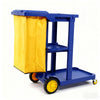 3 Tier Cleaning Trolley On Wheels Janitorial Storage Cart with Organizer Bins