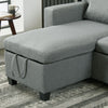 3 Seater Grey Linen Fabric Sofa Bed Pull Out Sofabed with Storage Lounge Chaise