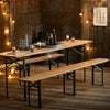 Outdoor Wooden Folding Beer Table Bench Garden Furniture Set Steel Trestle Legs
