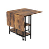 Rustic Rolling Drop Leaf Dining Table Folding Kitchen Table with Open Shelves