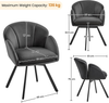 Accent Chair Swivel Velvet Padded Seat Iron Legs Vanity Makeup Flower Dark Grey