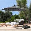 3M Garden Cantilever Parasol w/ LED Lights Outdoor Banana Hanging Tilt Crank