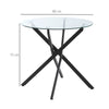 Round Bar Table with Tempered Glass Top, Kitchen Dining Table with Metal Legs
