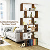 6-tier Bookcase Industrial S-Shaped Bookshelf Wooden Storage Display Rack