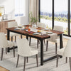 Family Dining Table for 4-6 People, 160cm Industrial Kitchen Table, Brown Hygge