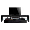 Modern 160cm TV Unit Stand Cabinet High Gloss Doors Sideboard LED Light Black