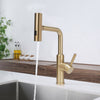 Golden Modern Kitchen Sink Mixer Tap with Pull Out Hose Spray Single Lever 360°