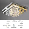 40cm Crystal Chandelier Lamp LED Square Crystal Ceiling Light Dimmable w/ Remote
