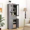 Kitchen Pantry Cabinet 160cm Bathroom Storage Cabinet-Grey