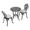 3pcs Bistro Set Cast Aluminium Outdoor Garden Patio Table &2 Chairs w/Cushions