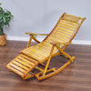 Bamboo Rocking Chair Extra Retractable Sun Bed Patio Lounger Reclining Armchair