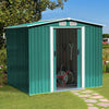 Green Metal Garden Sheds 8FTx6FT Outdoor Bike Tools Storage House Lockable