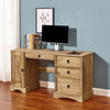 Solid Pine Computer Desk Home Office Table with 1 Door 3 Drawers Storage Waxed