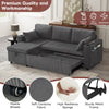 L Shaped 3 Seater Sofa Convertible Sofa Bed with Storage Chaise Corduroy Grey