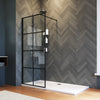 Wet Room Shower Enclosure Screen Walk In Black Grid 8mm Glass Panel 800x1850mm