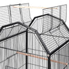 Mobile Metal Bird Cage Open Play Top Parrot Cage Budgie Cage with Perch Feeders