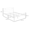 Double Metal Bed Frame - Bedstead Base with Headboard and Footboard - Metal Slat