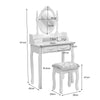 Dressing Table with Mirror and Stool, Vanity Desk with Mirror and Drawers White