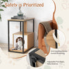Indoor Cat Furniture End Table Cat House Wooden Cat Scratch Side Table-Natural