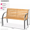 Wooden Garden Bench Seat Steel Wood Balcony Outdoor Weatherproof Furniture New