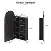 Arched Mirror Cabinet Bathroom Medicine Cabinet Wall Mounted Storage Metal Frame
