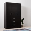 Black 3 Door 3 Drawer Large Modern Wardrobe with Storage Shelves Hanging Rod