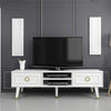 Modern TV Stand 150cm High Gloss White & Gold With 2 Wall Panels