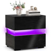 LED Bedside Table Cabinet 2 Drawers High Gloss Front Nightstand Storage Unit UK
